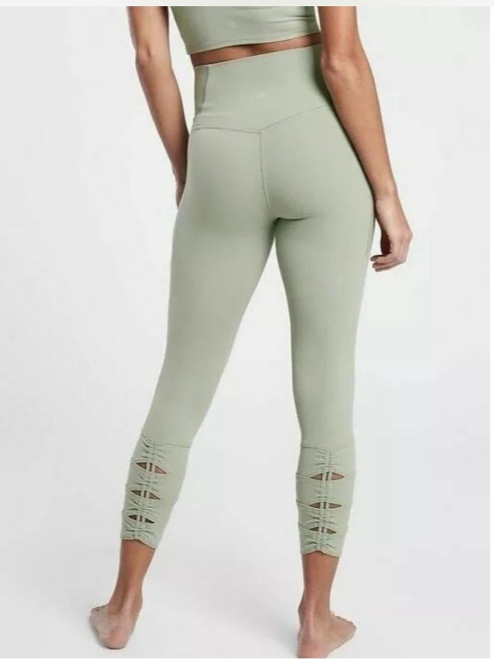 Athleta Sage Green Ruched Side Leggings